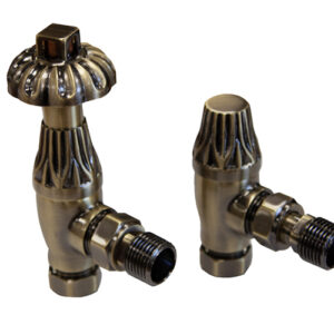 Crocus Wheel Thermostatic Radiator Valve Antique Brass Lacquered Range